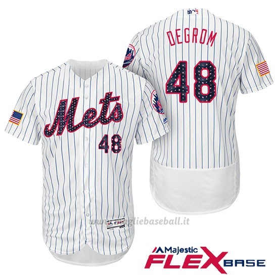 Maglia Baseball Uomo New York Mets 2017 Estrellas y Rayas Jacob Degrom Bianco Flex Base